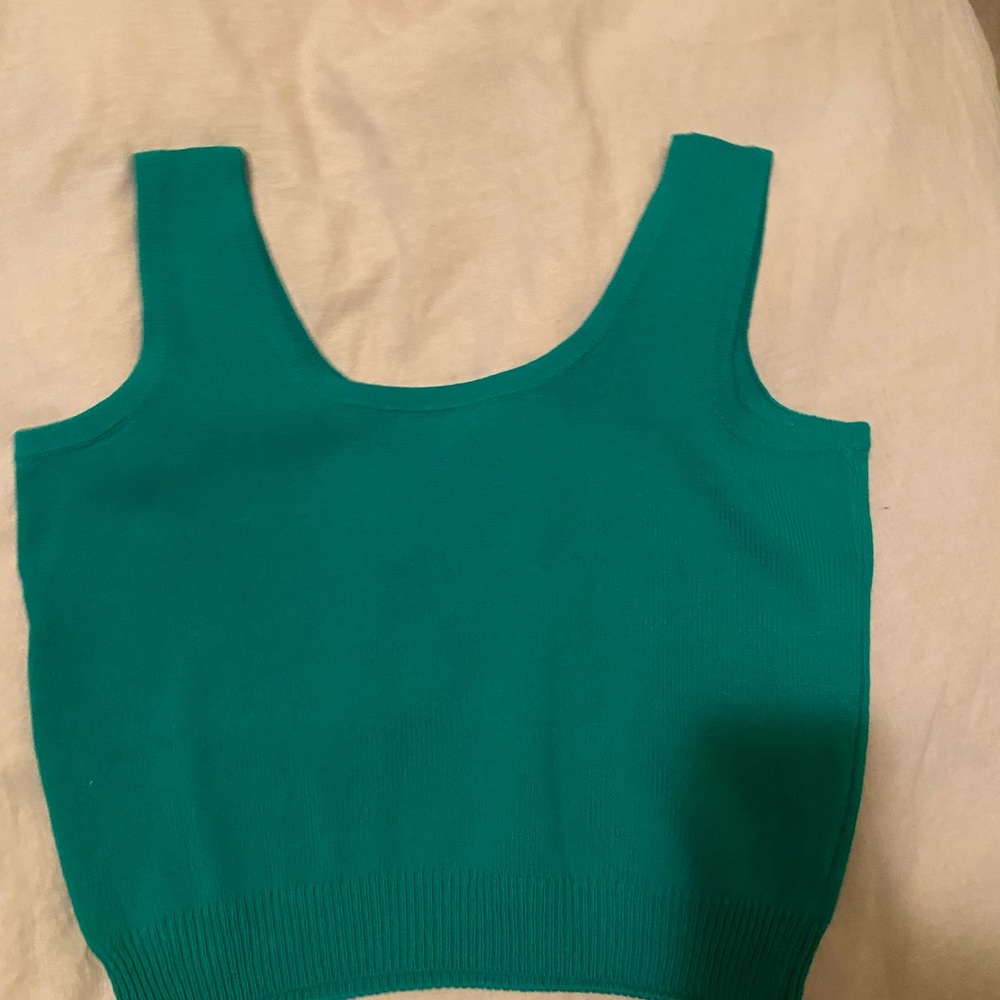 St. John Teal Knit Tank Top - Picture 2 of 3